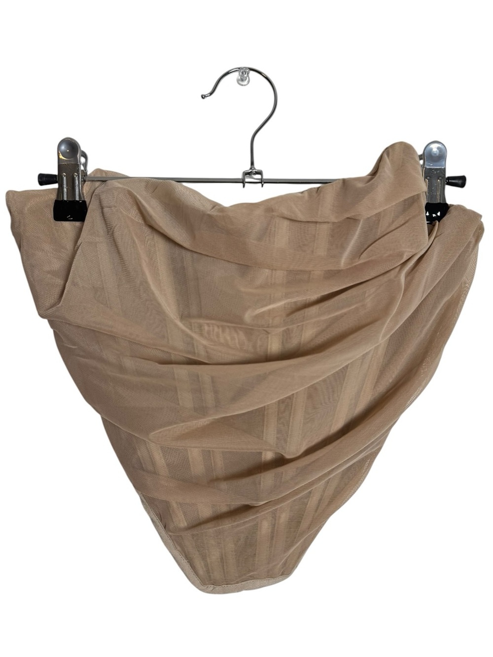 Princess Polly Ruched Mesh Corset Top Tan Beige Strapless Back Zip Boning Size 4